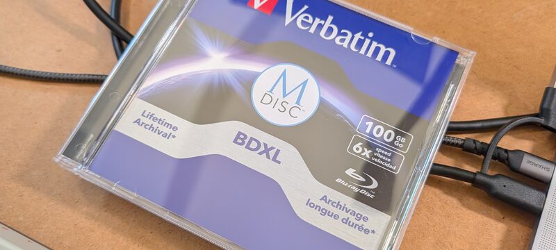 Labeled MDisc cases for long-term archival storage